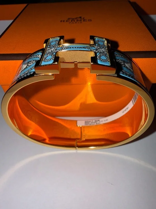 NWT Hermes Wide Clic H Bracelet Grand Apparat yellow gold GM size, box included - Picture 12 of 13